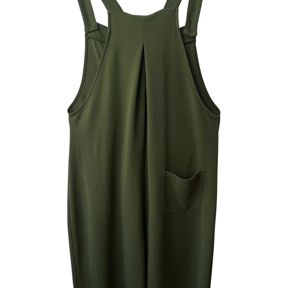 Halara Waffle Knit Overalls with Pockets Wide Leg Green Leisure Comfort Casual M - Picture 7 of 13